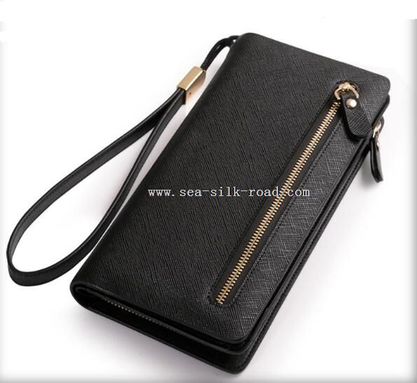 Leather Zipper compartment Clutch