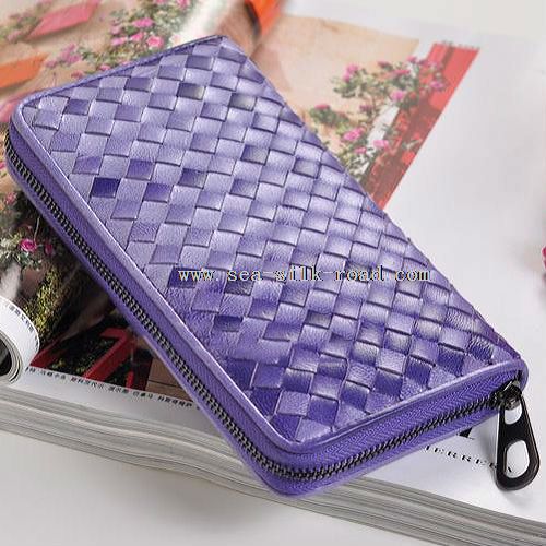 weave leather lady wallet