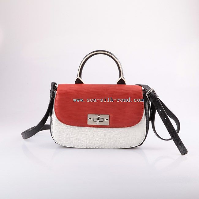 shoulder bag with featured lock and strap