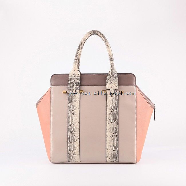 Snake Skin Handles PU Material Fashion Handbag