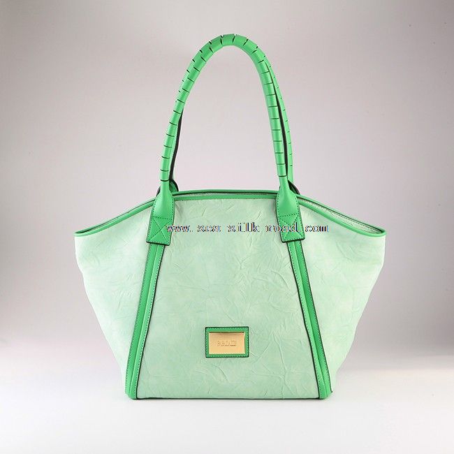 washed green vintage style color lady handbag