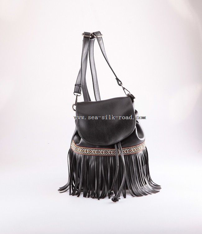 fashion tassel backpack embroidery decoration flesh design