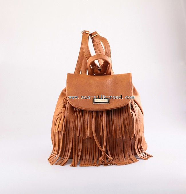 PU fringe backpack