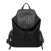 Moda nylon negro mochila con remaches images