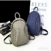 Woven Pu Backpack With Metal Rivets images