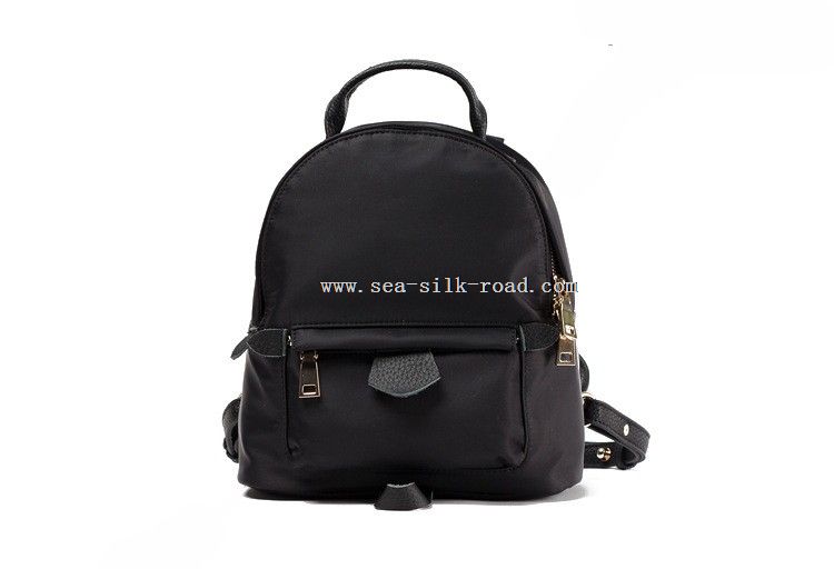 Nylon Fashion Backpack With Pu Shoulder Strap