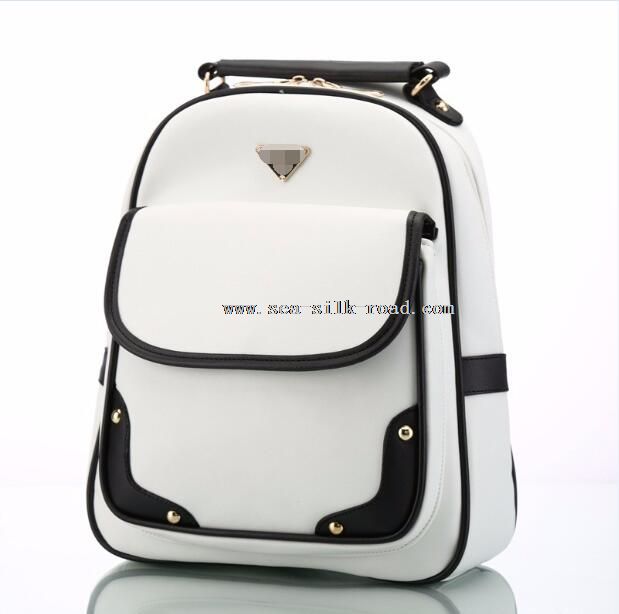 white leather backpack