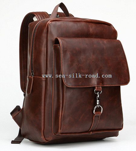 15L kahverengi PU sırt çantası