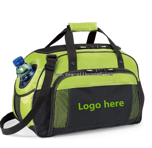 600D Polyester Sports Duffle Bag With Bottle Pouch