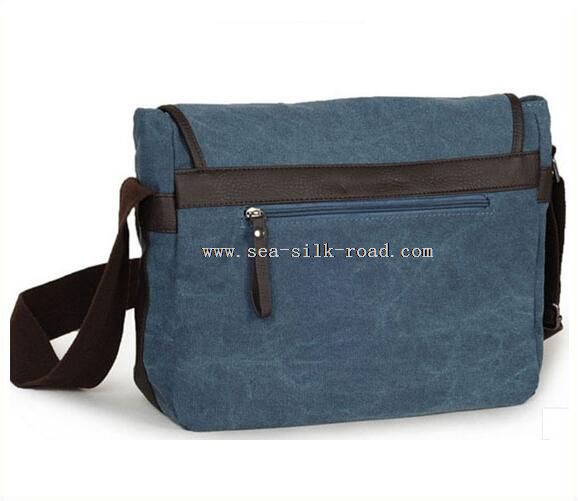 Blu Canvas Messenger Bag
