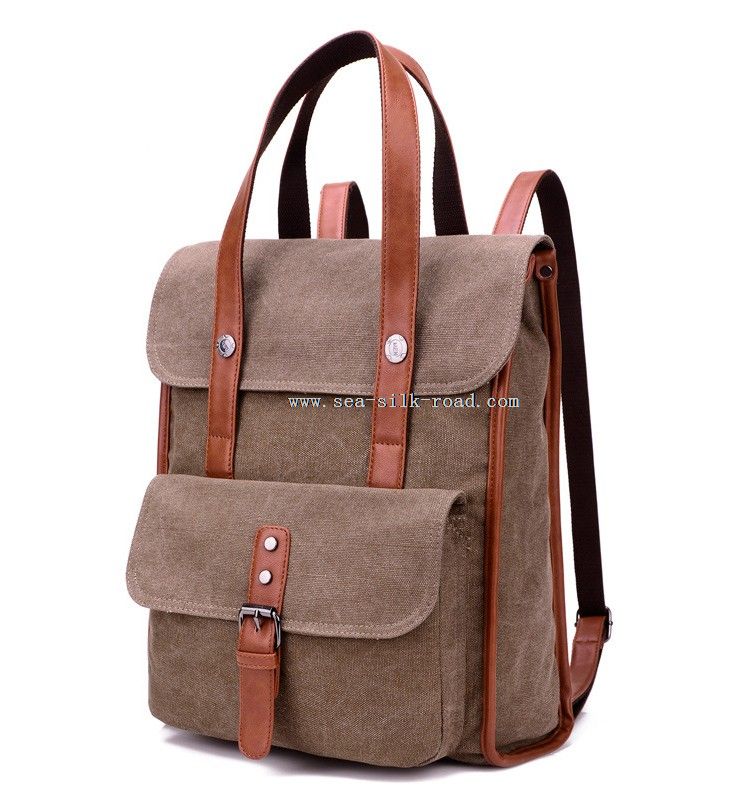 Tas Ransel Canvas dengan saku depan