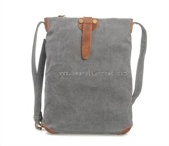 Grey Messenger Bag with PU Shoulder Strap