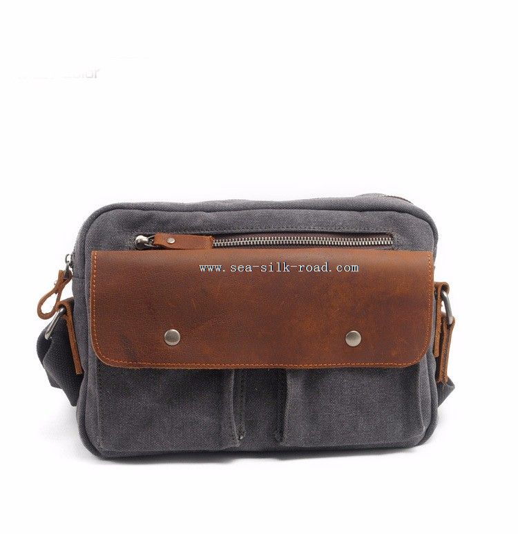 messenger bag skinn lerret materiale