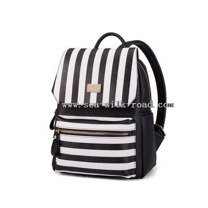PU leather stripe backpack