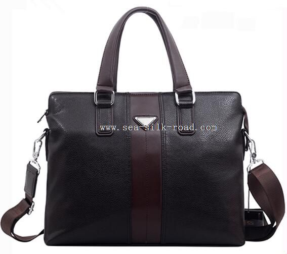 Black leather crossbody bag business men briefcase
