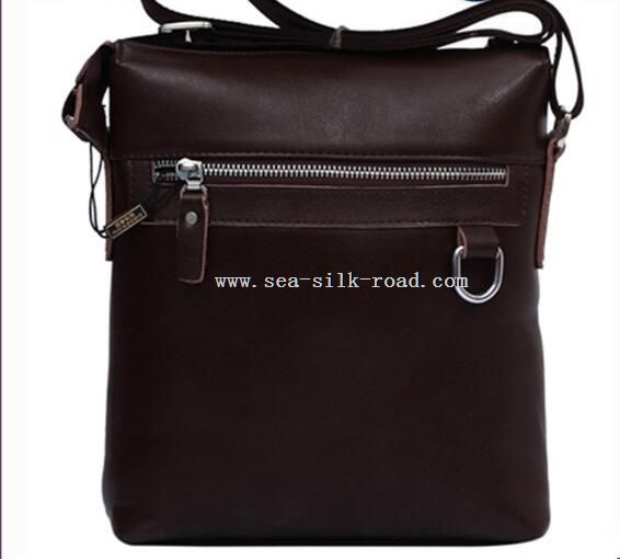 leather briefcase with strap and front zipper