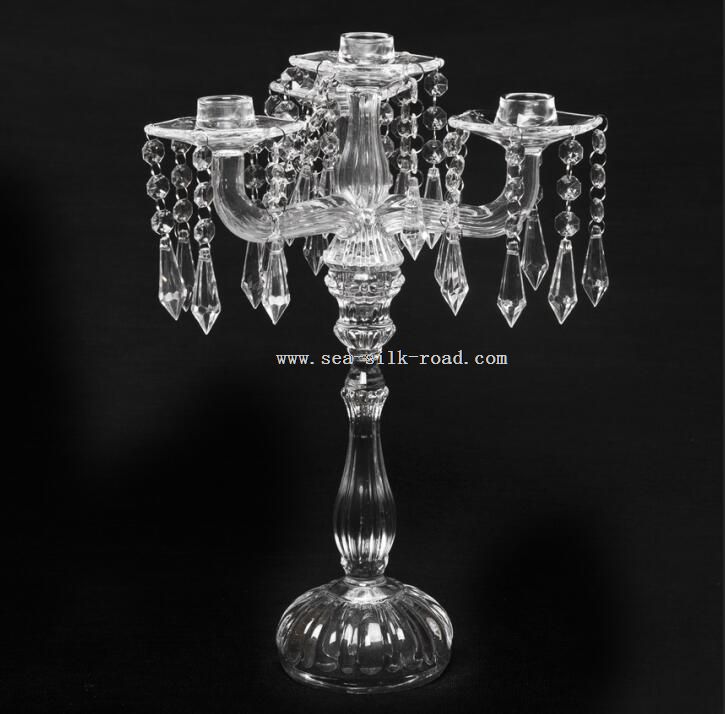 3arms elegante krystall glass candel holder