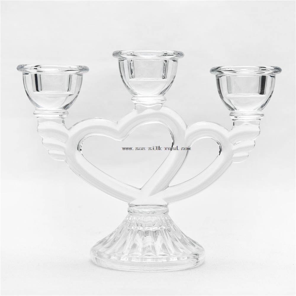 clear 3 pieces glass wedding candlebra