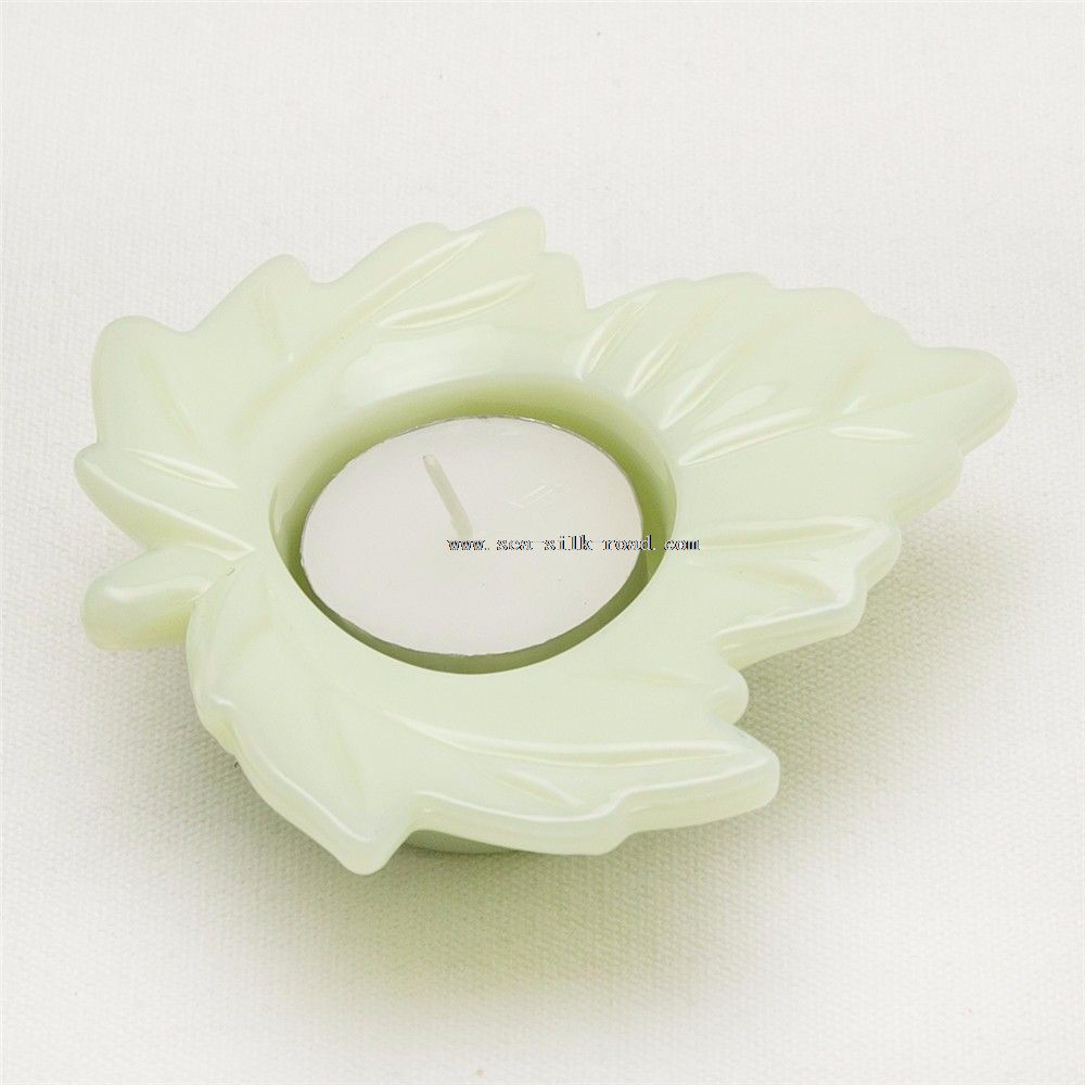 Leaf Shape Christmas Opal Glass Candle Holder