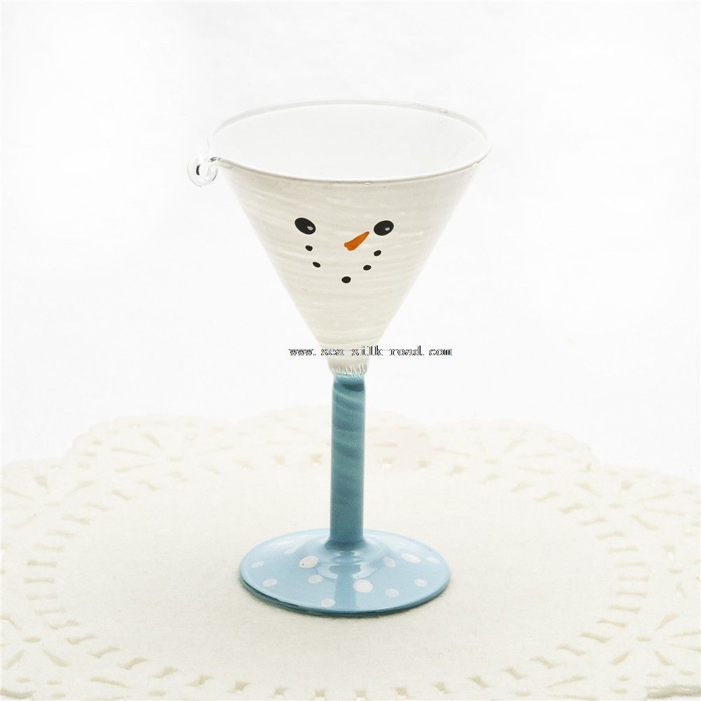 Lovely face design cocktail wine glass with blue stem