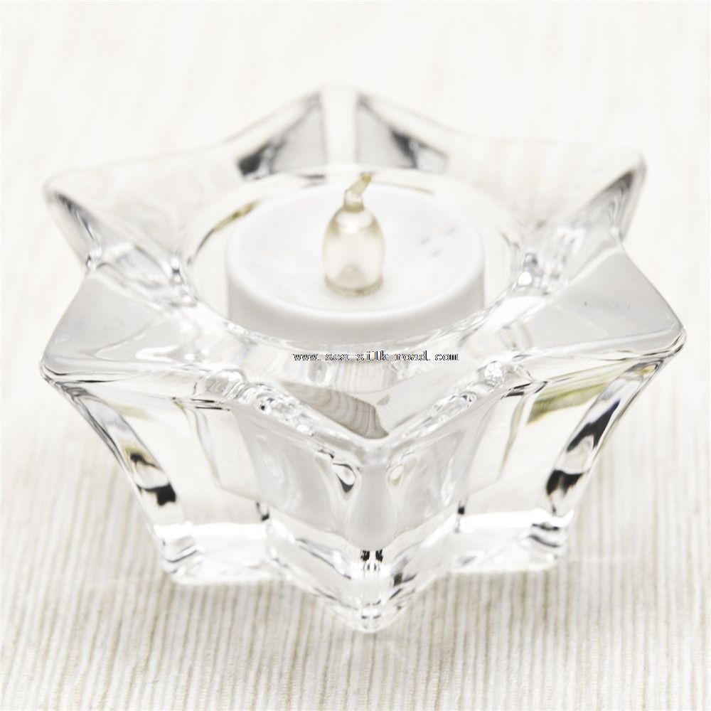 Pressed clear glass decorative candle holder