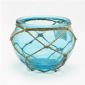 Decorative clear candle holder cup with hemp rope small picture