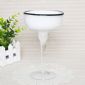 white margarita glass with clear stem and black rim small picture