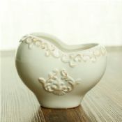 Pot bunga mengkilap keramik putih images