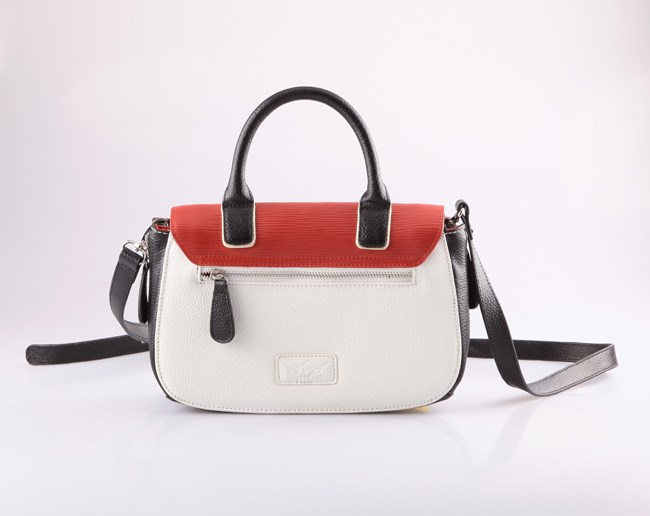 shoulder bag with featured lock and strap