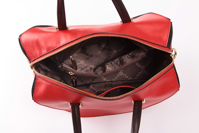  PU läder röd svart handväska 