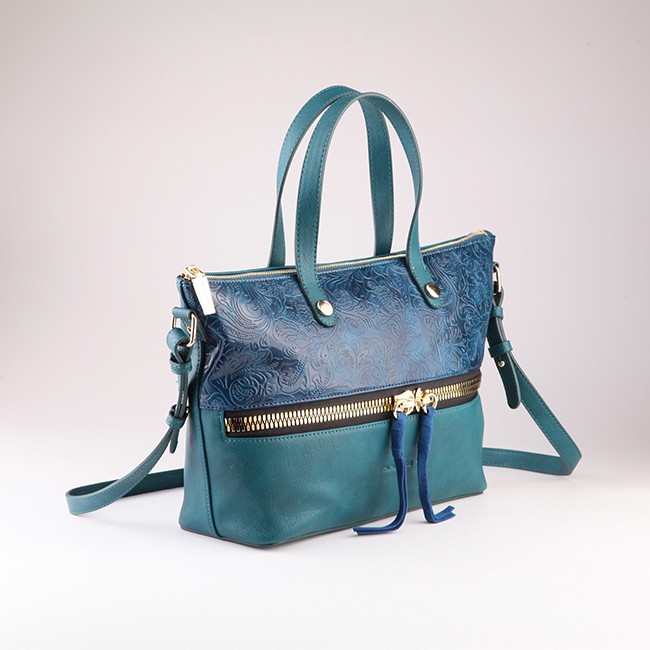 emboss print design blue bag