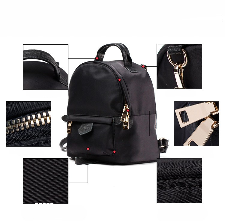 Nylon Fashion Backpack With Pu Shoulder Strap