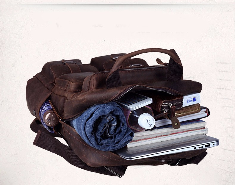 ko læder rygsæk med laptop rum