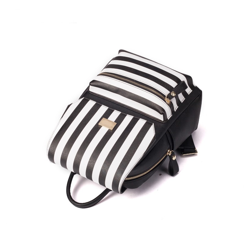 PU leather stripe backpack