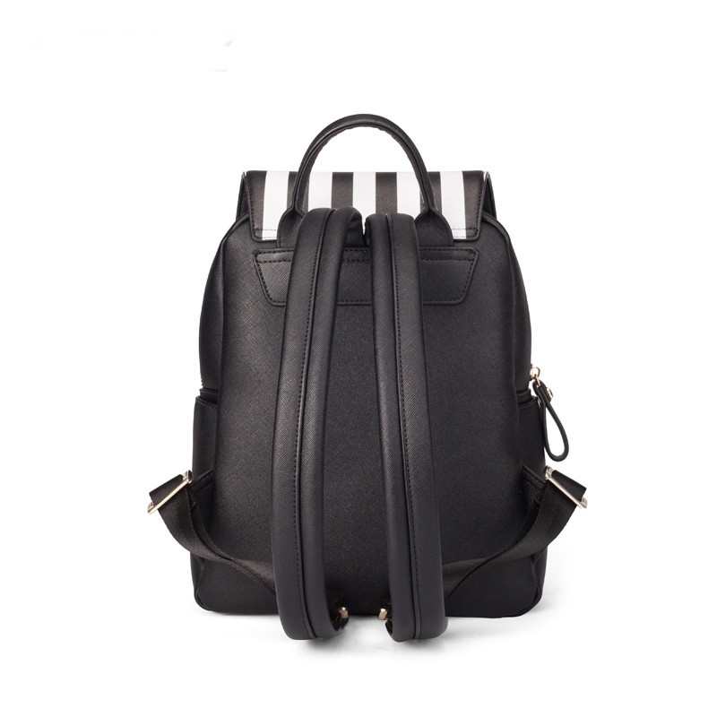 PU leather stripe backpack