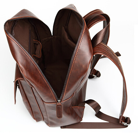 15L Brown PU Backpack