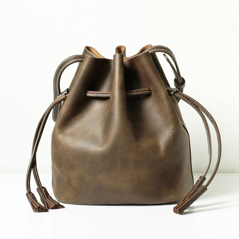  Vintage Genuine Cow Leather Bucket Bags