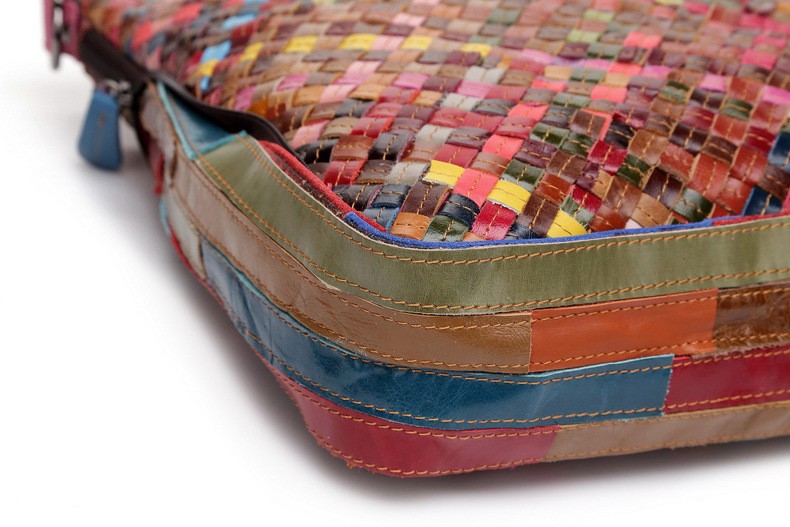 Fancy Woven Colorful Leather Ladies Handbags