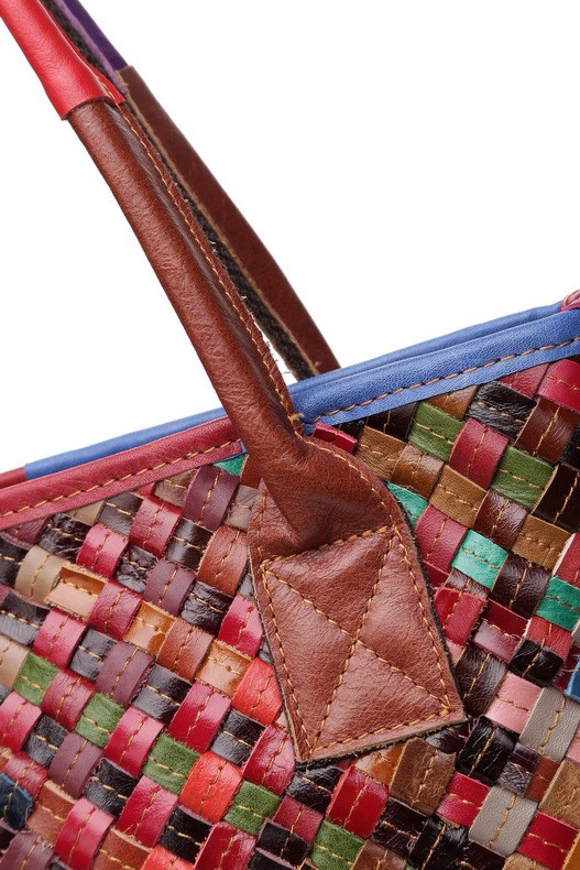 Fancy Woven Colorful Leather Ladies Handbags