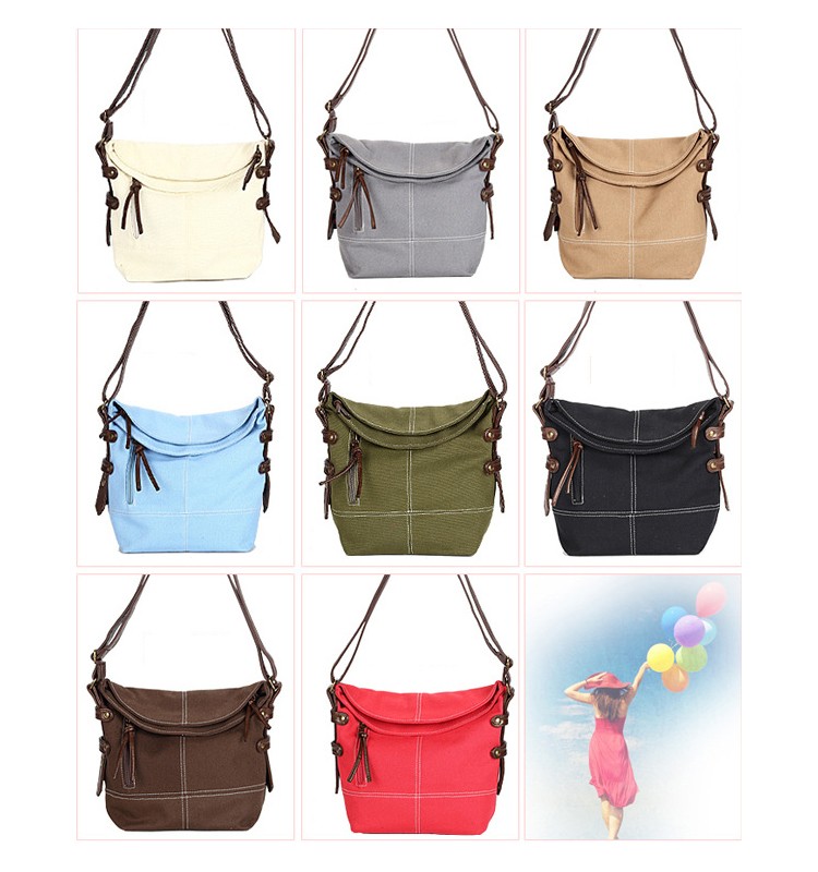 Canvas Bag With Single Pu Shoulder Strap