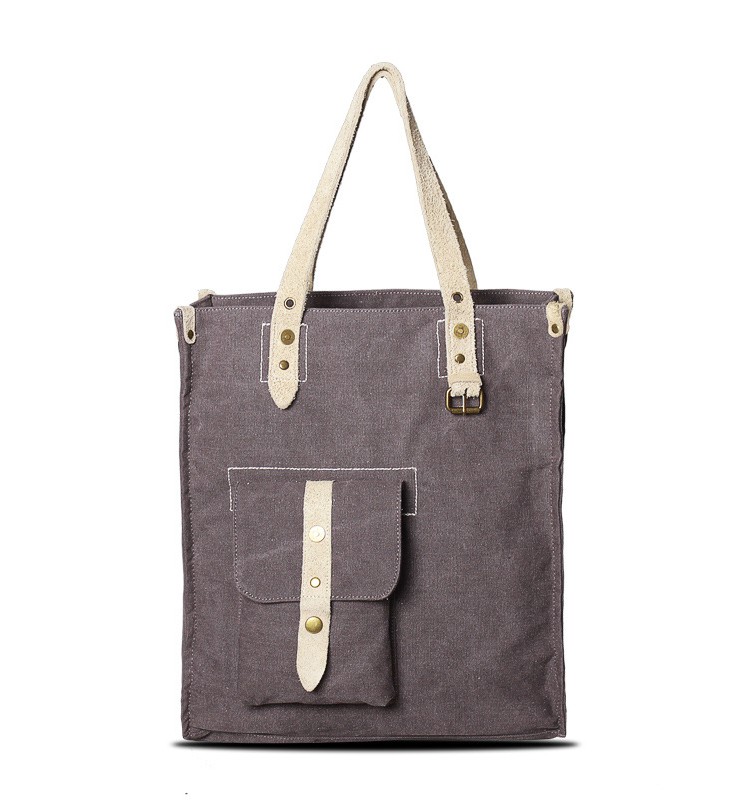 Washed Canvas Handbag With Cotton Strap