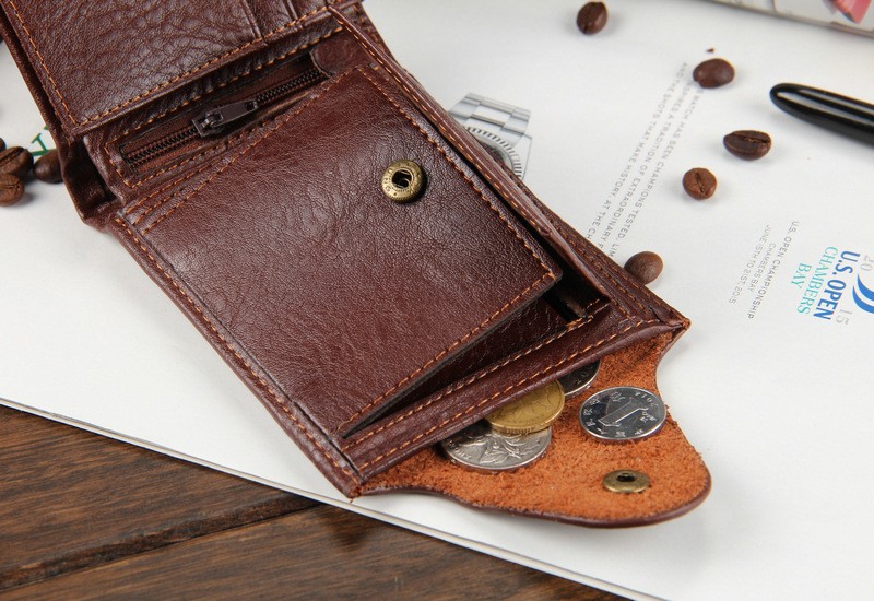  dompet kulit manusia dengan koin saku 