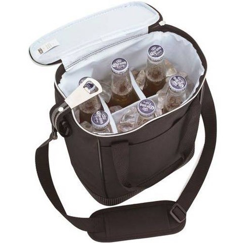 Six-bottle cooler holder with bottle opener