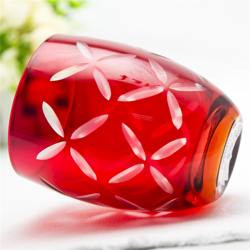 red glass tea light candle cup