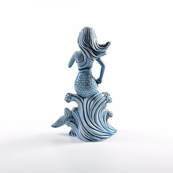 blauen meerjungfrau porzellanfigur