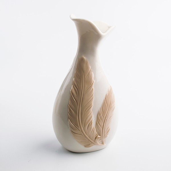 vase en porcelaine relief plume pour mariage et fête 